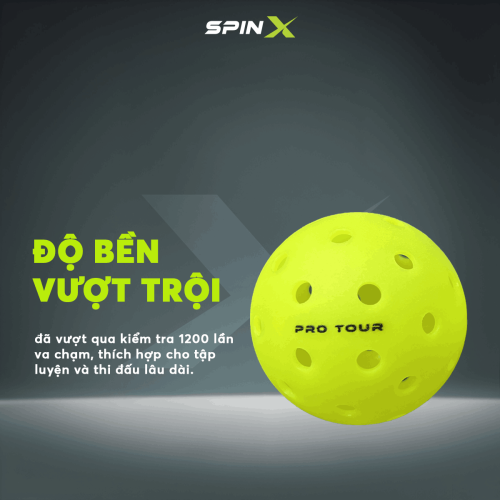 1 Quả Bóng Pickleball SpinX Pro Tour Chính Hãng - Bền - Đường Bay Ổn Định - Kiểm Soát - 40 Lỗ - Đường Kính 74mm